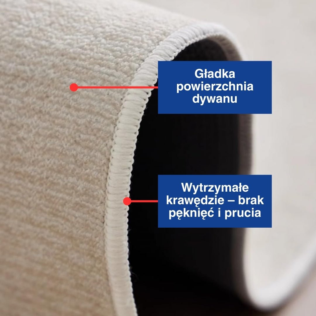 Zbliżenie białego dywanu – szczegóły materiałów.