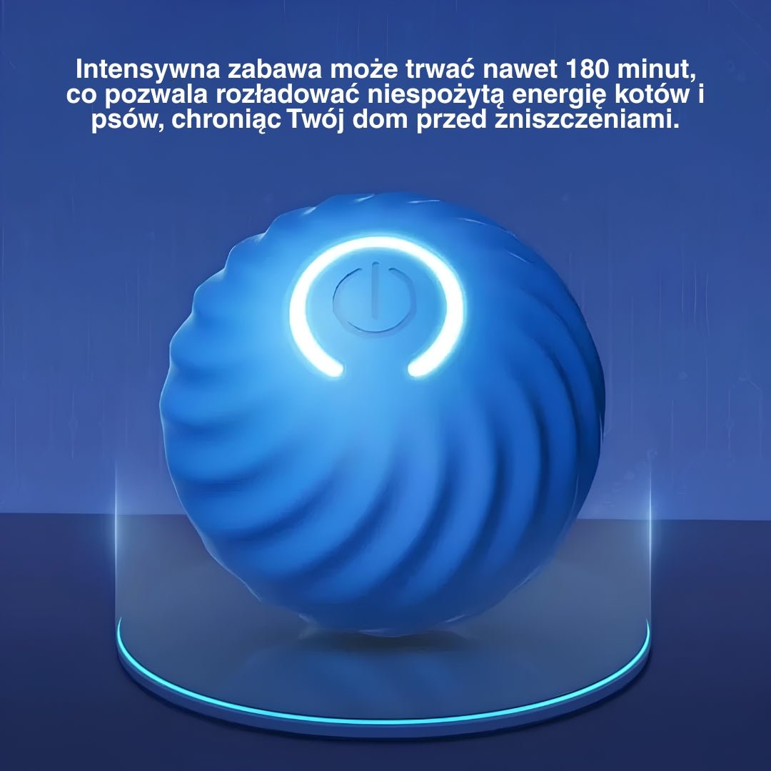 Niebieska piłka z opisem funkcji nad nią.