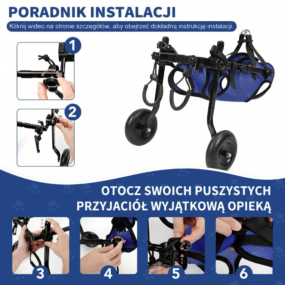 jak używać regulowanego wózka inwalidzkiego dla psów
