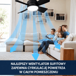 Wentylator Sufitowy z Lampą LED i Pilotem – Cicha Praca, Regulacja Jasności 5