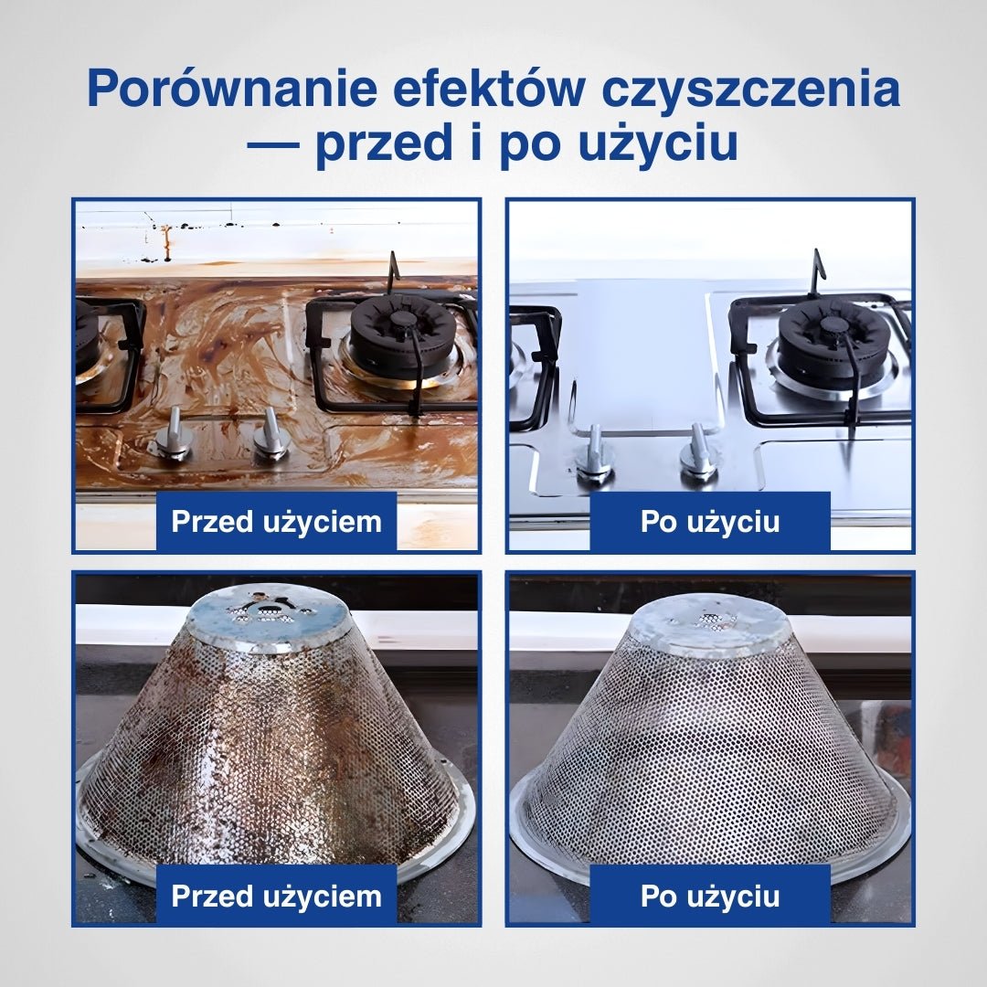 Efekt przed i po czyszczeniu kuchenki myjką wysokociśnieniową