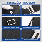 Kolaż 6 zdjęć: kluczowe cechy czarnej antykradzieżowej torby na ramię unisex.