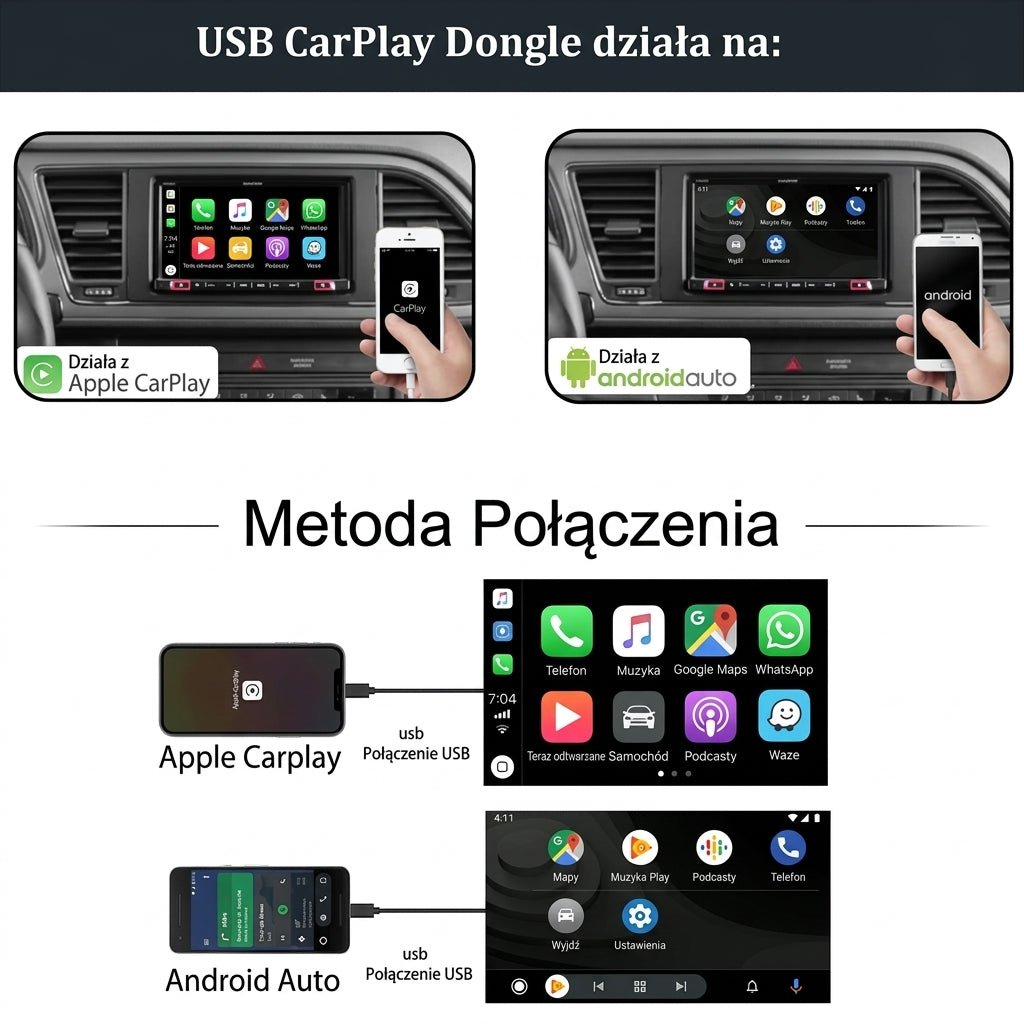 Adapter CarPlay i Android Auto Bezprzewodowy – Kompatybilny z Większością Samochodów 7