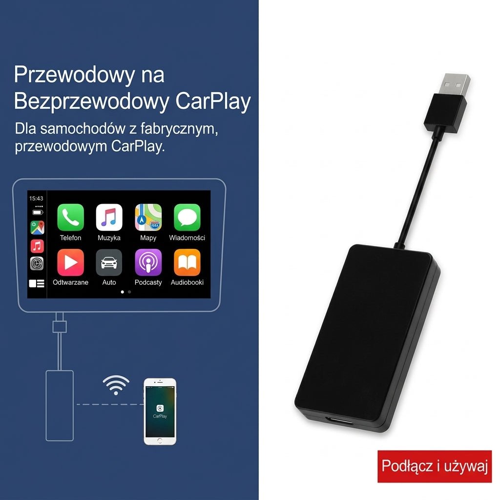 Adapter CarPlay i Android Auto Bezprzewodowy – Kompatybilny z Większością Samochodów 4