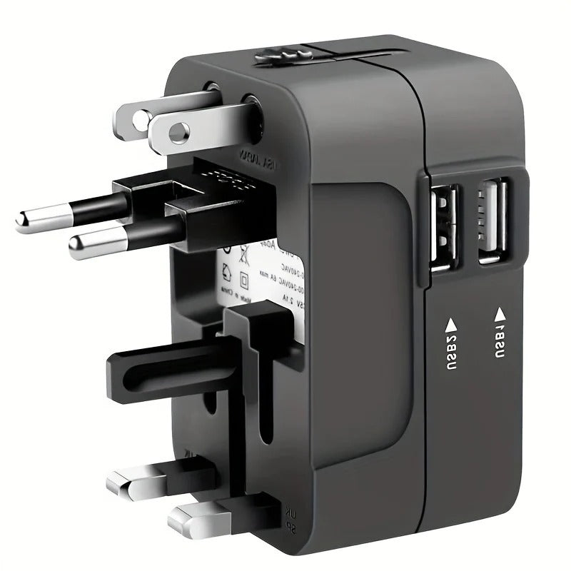 Adapter Podróżny z Dwoma Portami USB – Uniwersalne Zasilanie 110V/220V 0