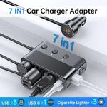 Adapter do Zapalniczki Samochodowej 7 w 1 – 3 Gniazda i 4 Porty USB do Pojazdów 12V i 24V 1