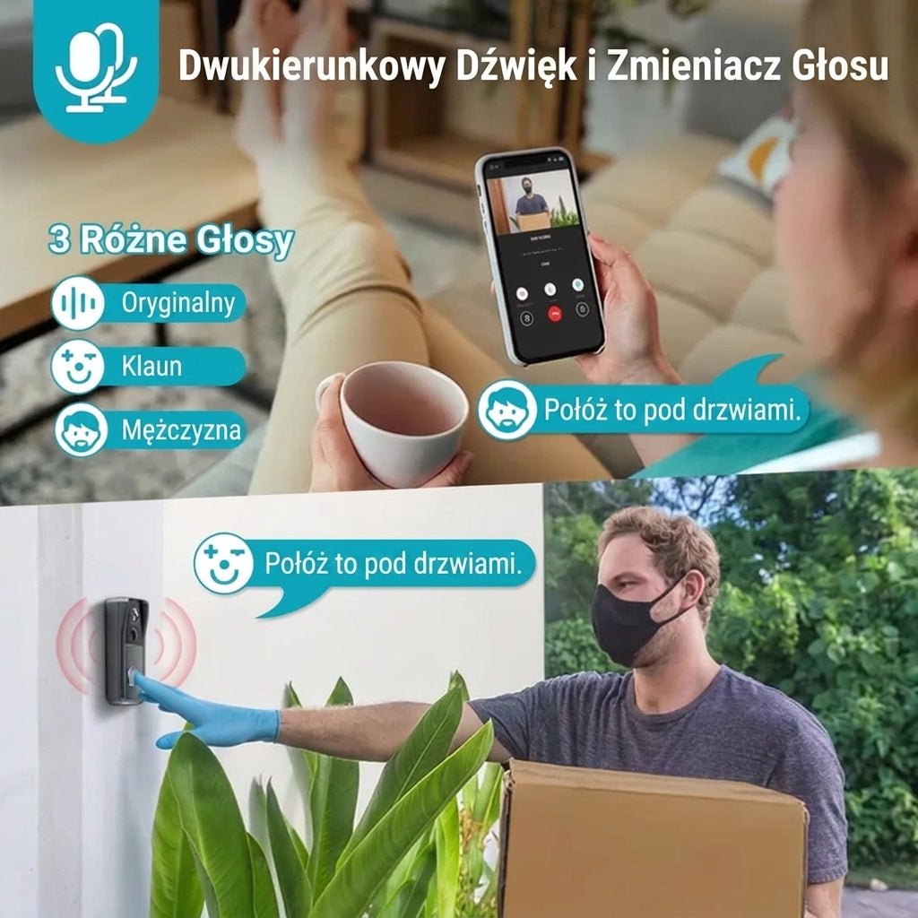 Dzwonek Wideo Bezprzewodowy Wi-Fi HD 1080P z Dwustronną Komunikacją i Baterią 4400 mAh 11