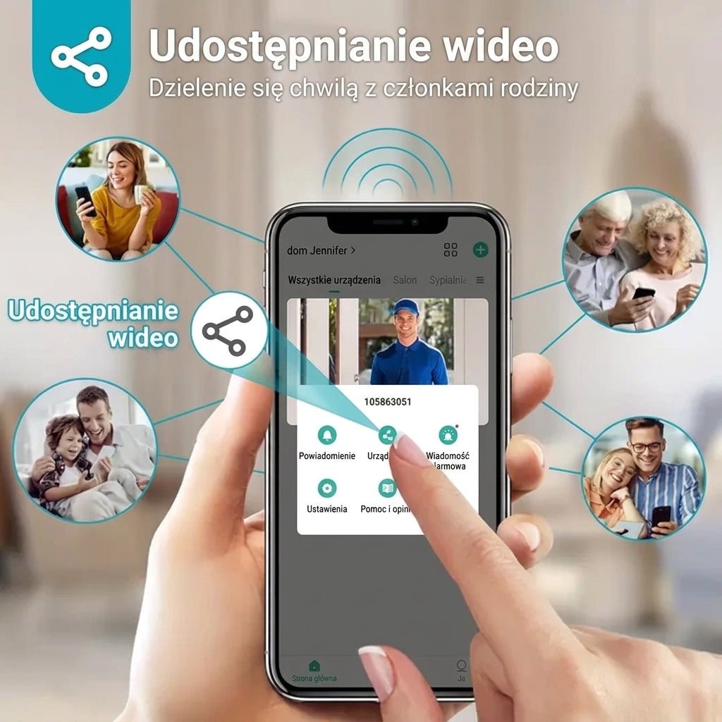 Dzwonek Wideo Bezprzewodowy Wi-Fi HD 1080P z Dwustronną Komunikacją i Baterią 4400 mAh 4
