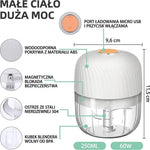 Elektryczny Rozdrabniacz Do Cebuli i Czosnku 250 ml – Przenośny, Ładowany przez USB 2