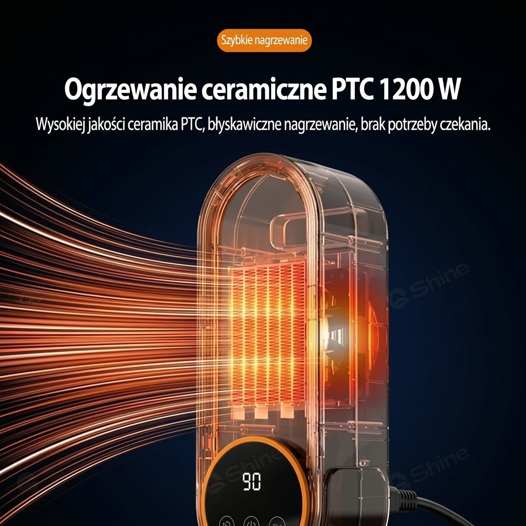 Grzejnik Elektryczny Ceramiczny 1200 W – Energooszczędny do Małych Pomieszczeń z Pilotem 3