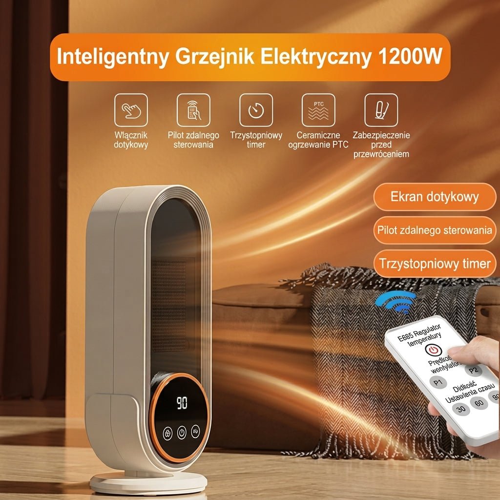 Grzejnik Elektryczny Ceramiczny 1200 W – Energooszczędny do Małych Pomieszczeń z Pilotem 4