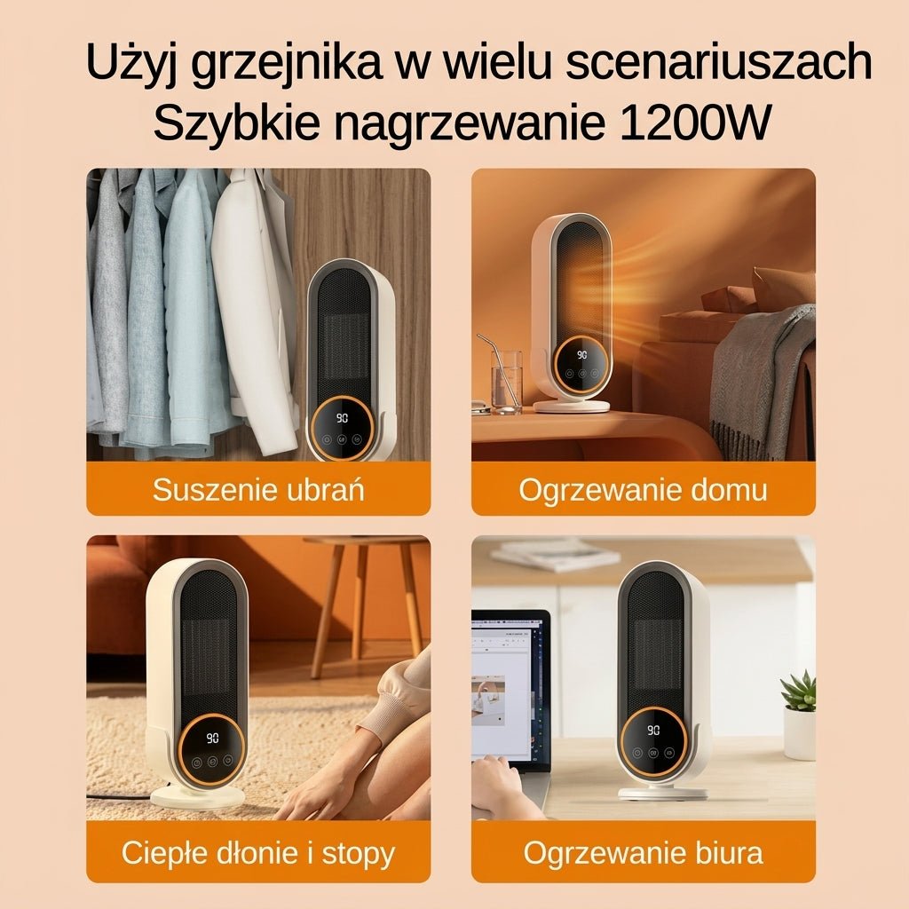 Grzejnik Elektryczny Ceramiczny 1200 W – Energooszczędny do Małych Pomieszczeń z Pilotem 8
