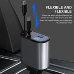 Ładowarka Samochodowa Szybka z Chowanym Kablem USB-C 100 W – Dwa Porty, Monitorowanie Napięcia 1