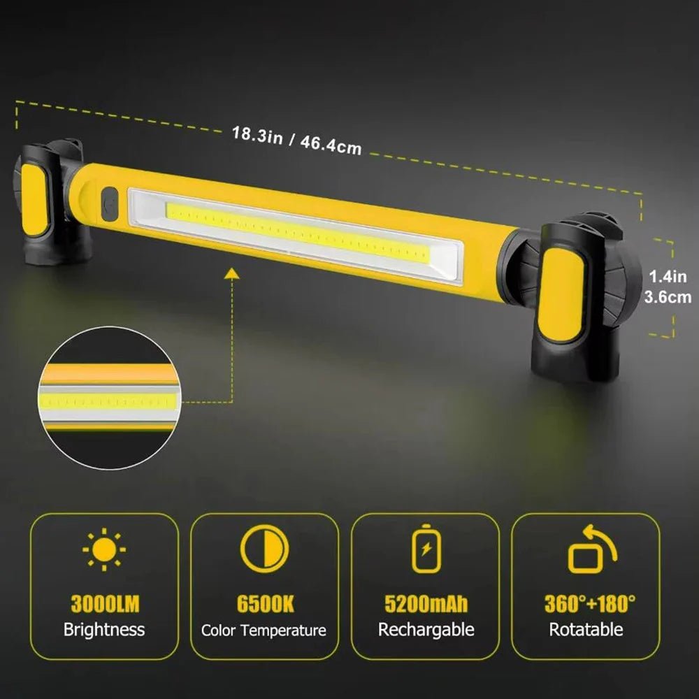 Lampa Robocza LED Akumulatorowa z Magnetyczną Podstawą – 2400 Lumenów, Regulacja Jasności 3
