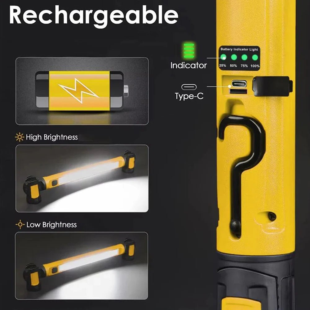 Lampa Robocza LED Akumulatorowa z Magnetyczną Podstawą – 2400 Lumenów, Regulacja Jasności 4
