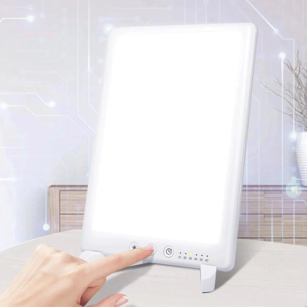 Lampa Terapeutyczna LED 10000 Luksów – Regulowana Jasność, Kompaktowa do Domu i Biura 1