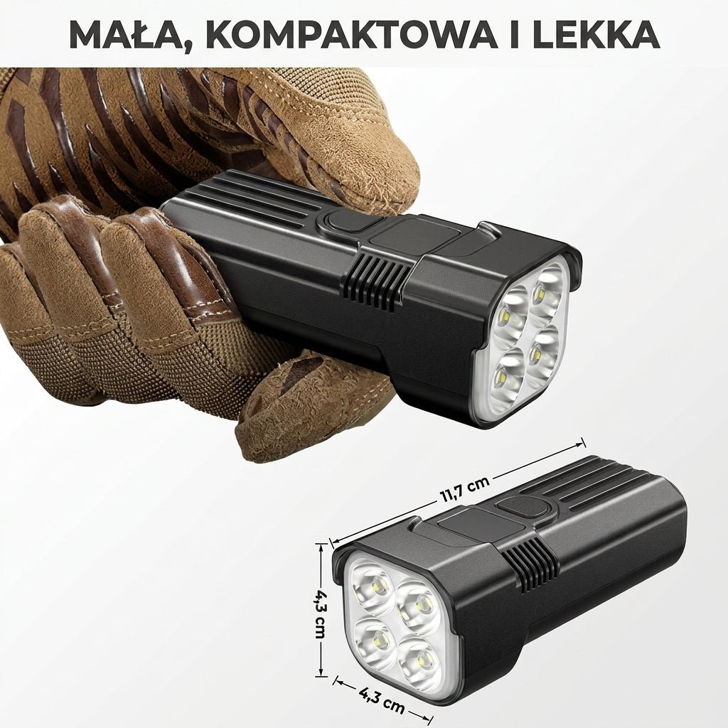 Lampka Rowerowa Przednia 5000 Lumenów z Akumulatorem USB-C – 12 Diod LED, Wodoodporna 3