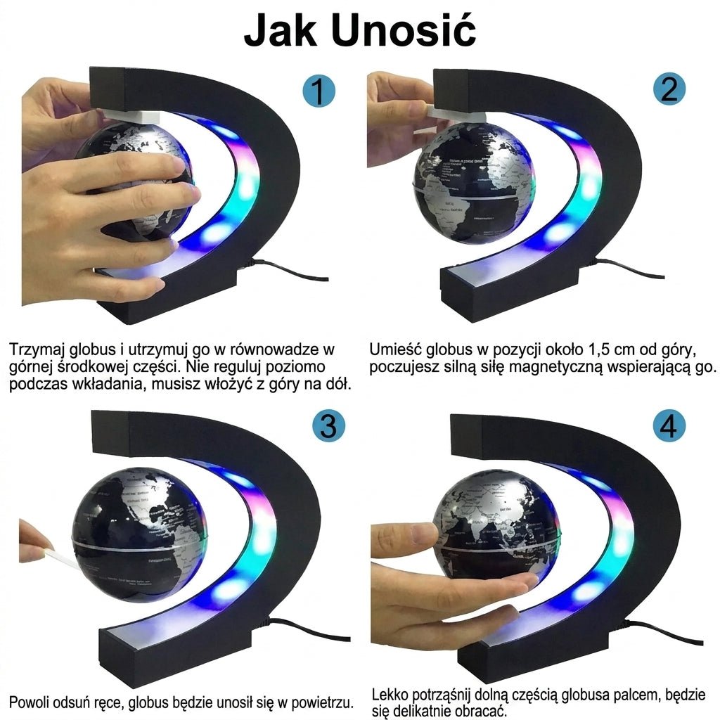 Magnetyczna Lewitująca Kula Ziemska z LED – Edukacyjna Dekoracja do Domu i Lampka Nocna 8