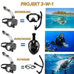 Maska do Snorkelingu z Systemem Dry Top – Panoramiczny Widok 180° do Pływania i Nurkowania 3