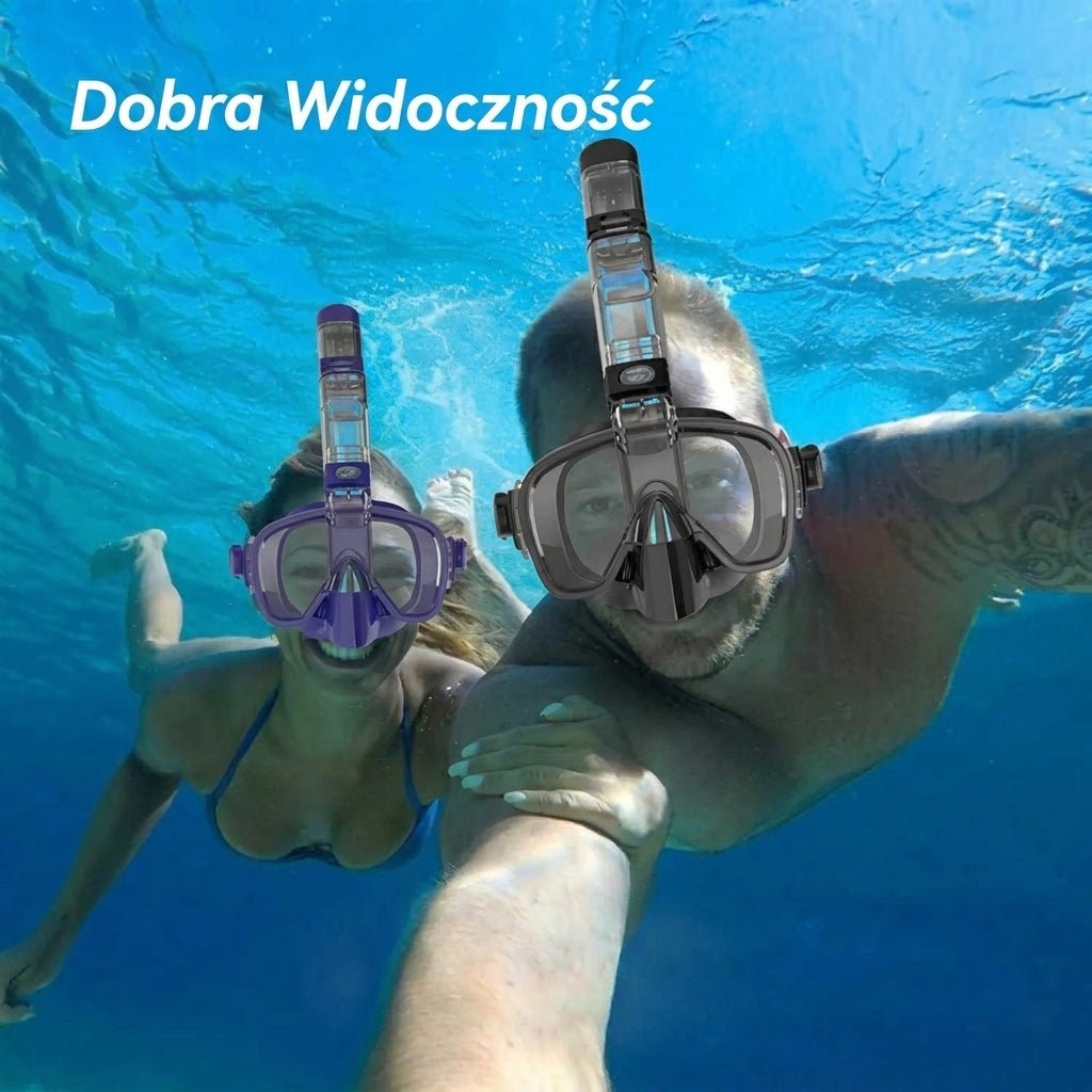 Maska do Snorkelingu z Systemem Dry Top – Panoramiczny Widok 180° do Pływania i Nurkowania 2