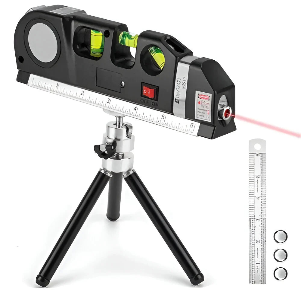 Miernik Laserowy Wielofunkcyjny z Taśmą 2,5 m – Poziomica z Laserowymi Liniami Pionowymi i Poziomymi 0