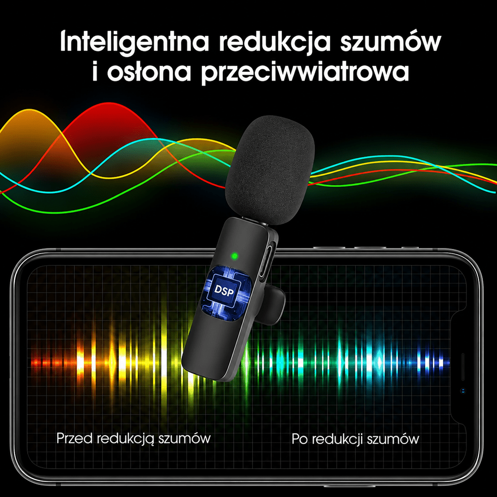 Mikrofon Bezprzewodowy do Telefonu – 2-Pak z Redukcją Szumów i Synchronizacją dla iPhone i iPad