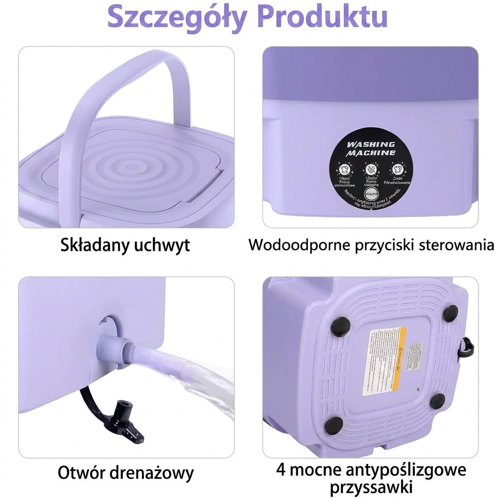 Mini Pralka Przenośna z Suszarką Wirową – Kompaktowa do Małych Pomieszczeń, 4,5L 7