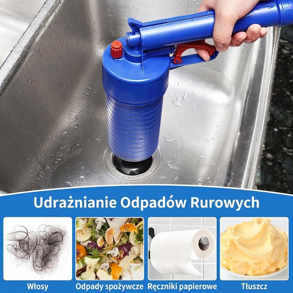 Pistolet Pneumatyczny do Usuwania Zatorów – Zestaw z 4 Przyssawkami do Toalet i Umywalek 4