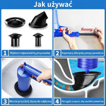 Pistolet Pneumatyczny do Usuwania Zatorów – Zestaw z 4 Przyssawkami do Toalet i Umywalek 11