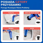 Pistolet Pneumatyczny do Usuwania Zatorów – Zestaw z 4 Przyssawkami do Toalet i Umywalek 12