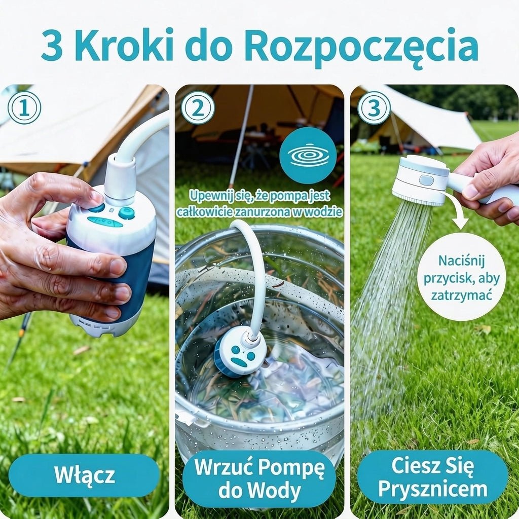 Prysznic Kempingowy Przenośny z Akumulatorem 4000 mAh 15