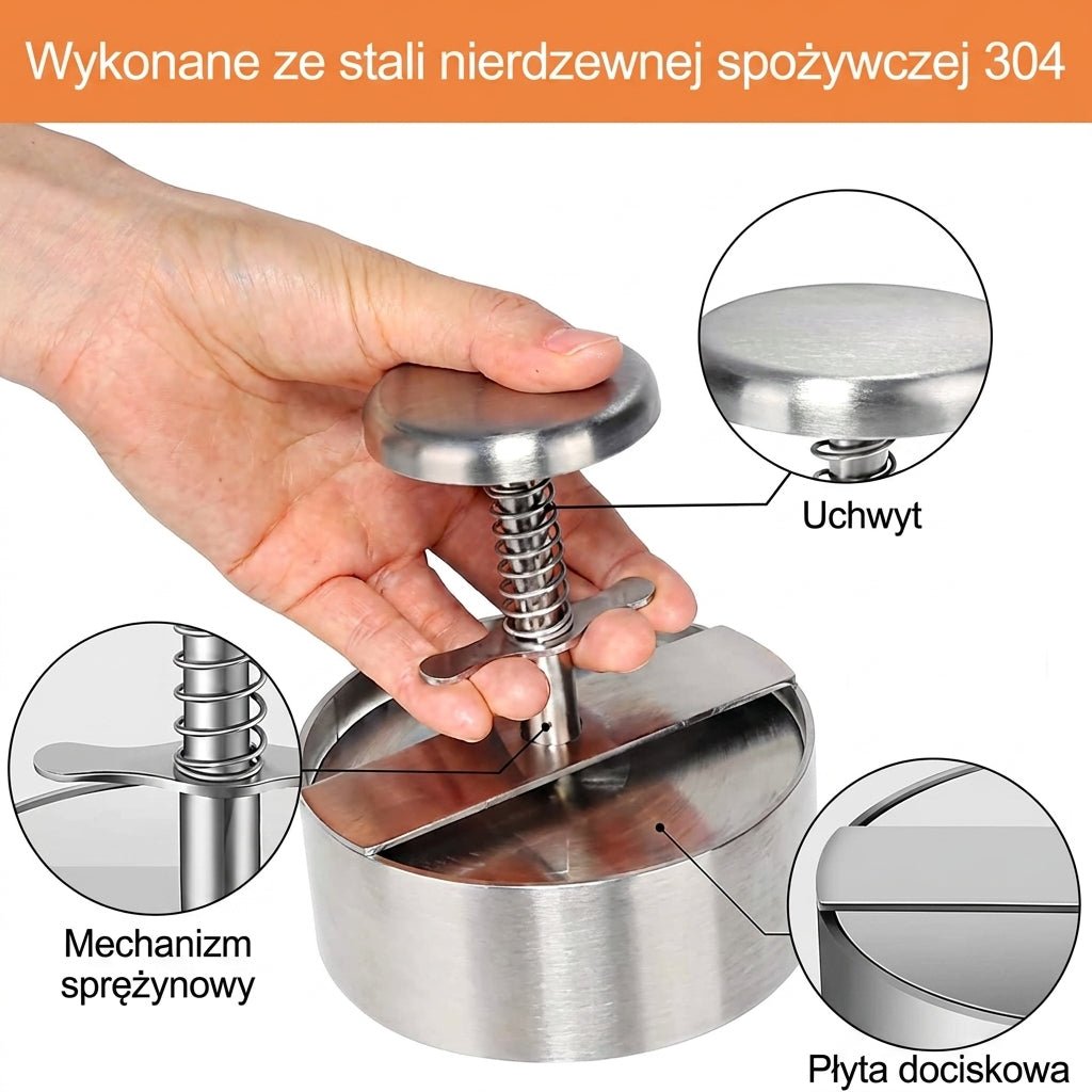 Prasa Do Burgerów Ze Stali Nierdzewnej – Formowanie Kotletów 12,7 cm, Mycie w Zmywarce 5