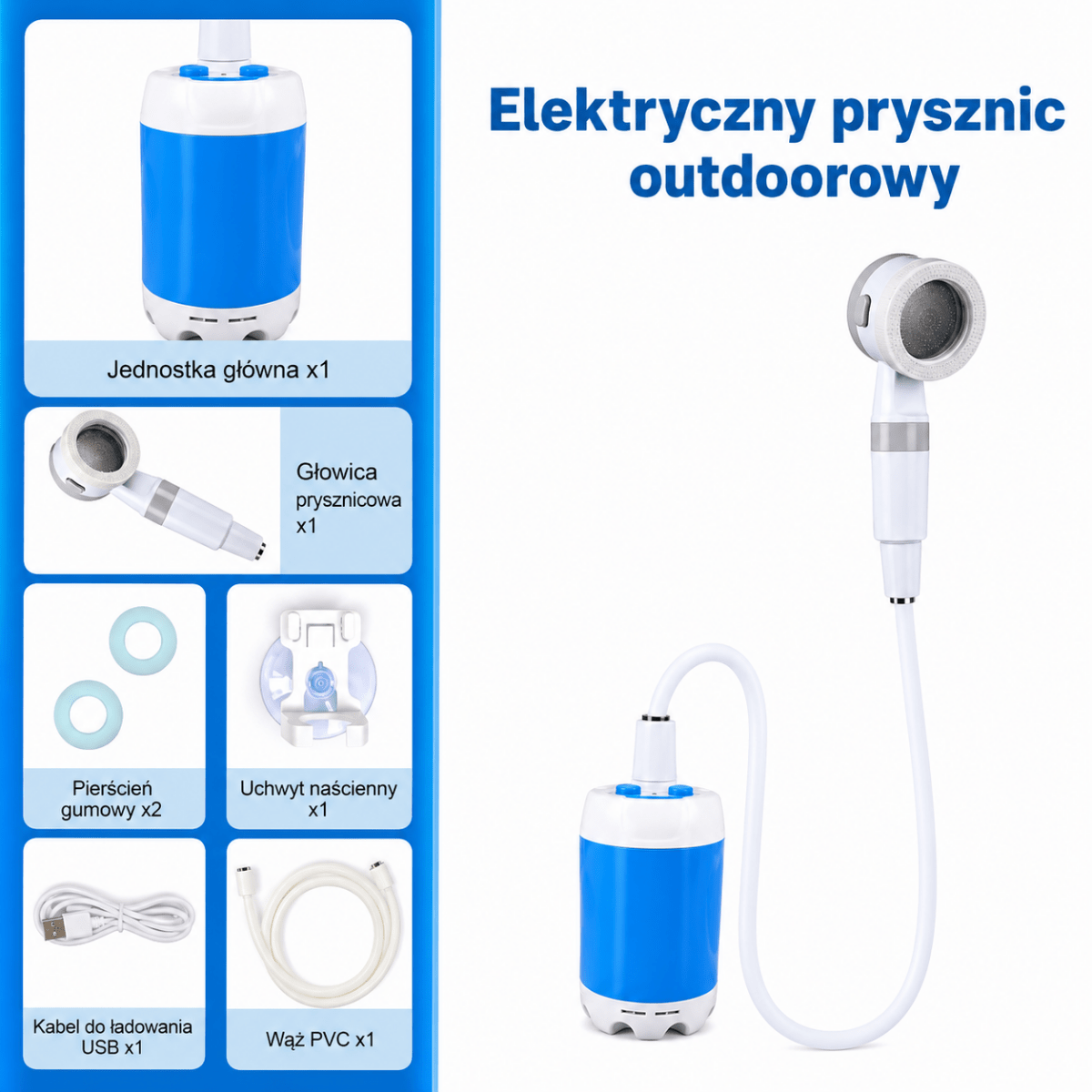 Prysznic Kempingowy Przenośny z Akumulatorem 4000 mAh 3