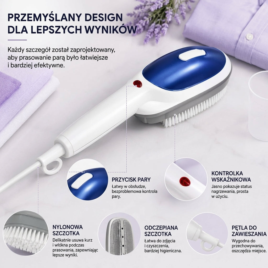 Przenośna Parownica Do Prasowania – Szybkie Nagrzewanie w 45 Sekund, Lekki i Wielofunkcyjny 7