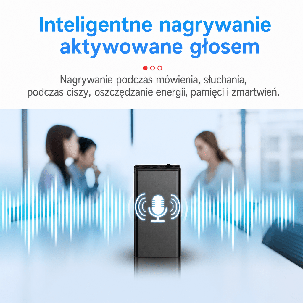 Rejestrator Dźwięku Aktywowany Głosem 8 GB – Mini, z Redukcją Szumów i Długim Czasem Nagrywania
