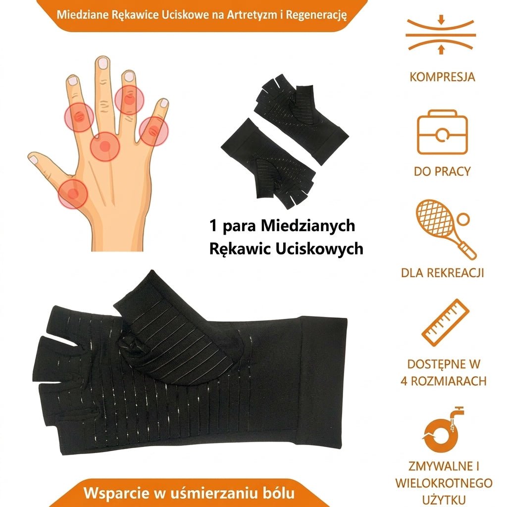 Rękawiczki Uciskowe na Zapalenie Stawów z Miedzią – Antypoślizgowe, Otwarte Palce 5