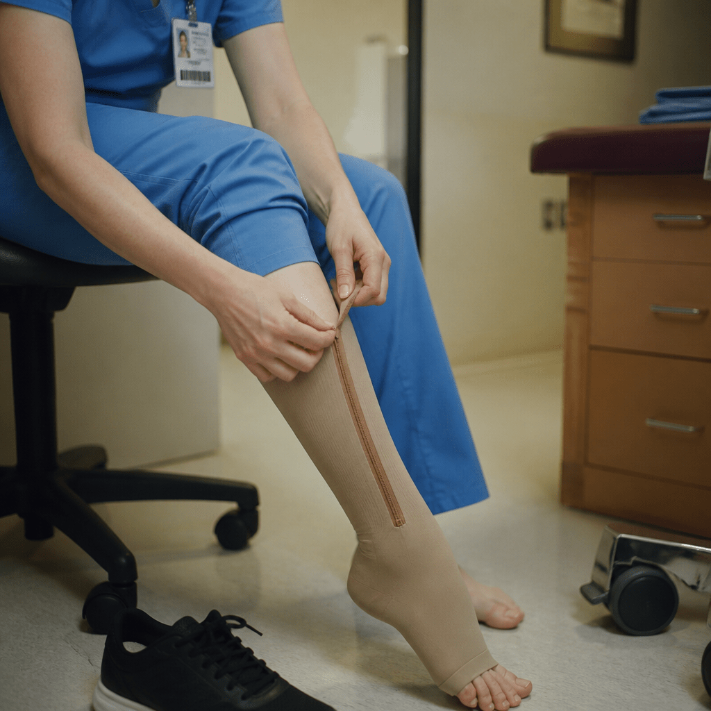 Skarpetki Uciskowe do Samolotu 20-30 mmHg – Zamek Błyskawiczny, Oddychający Materiał