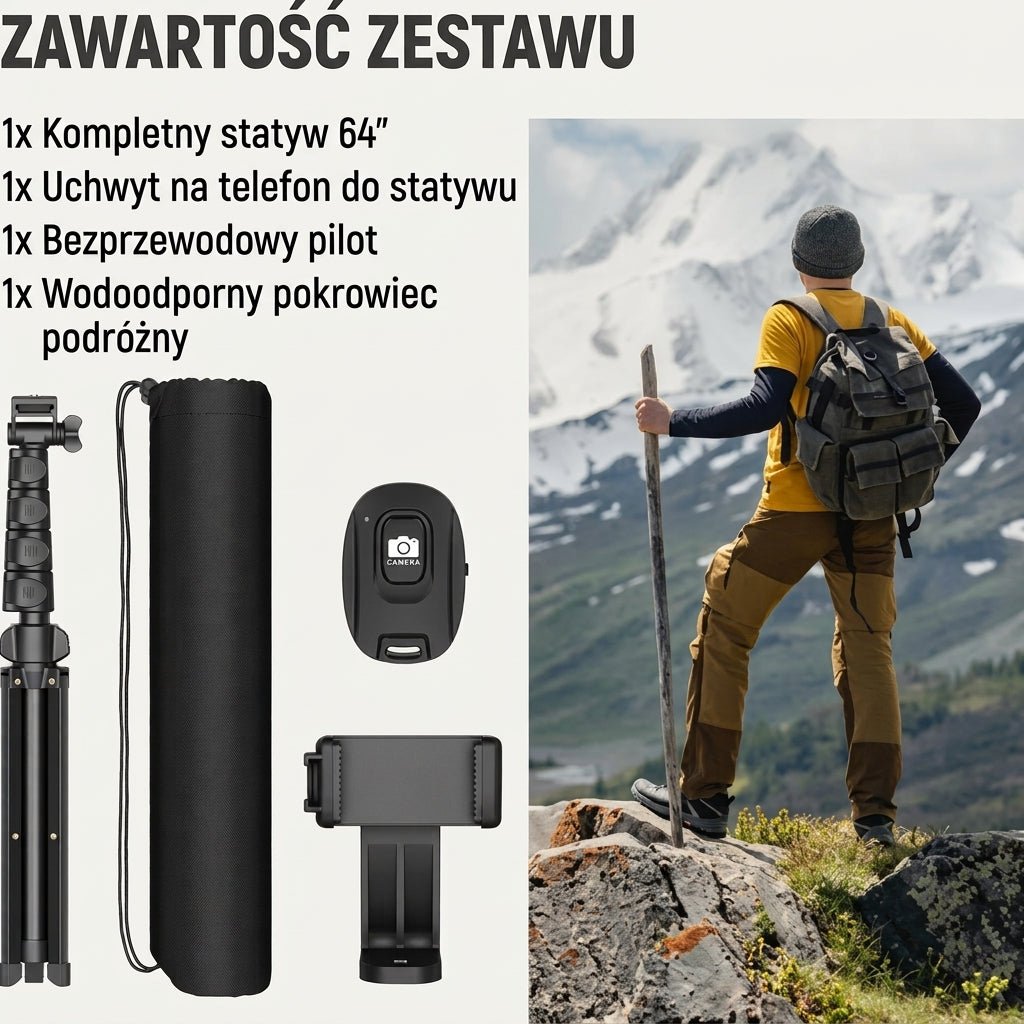 Statyw do telefonu z regulacją wysokości 43-163 cm – Pilot Bluetooth do nagrywania i zdjęć 8