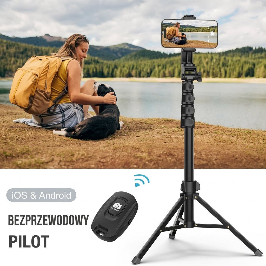 Statyw do telefonu z regulacją wysokości 43-163 cm – Pilot Bluetooth do nagrywania i zdjęć 5