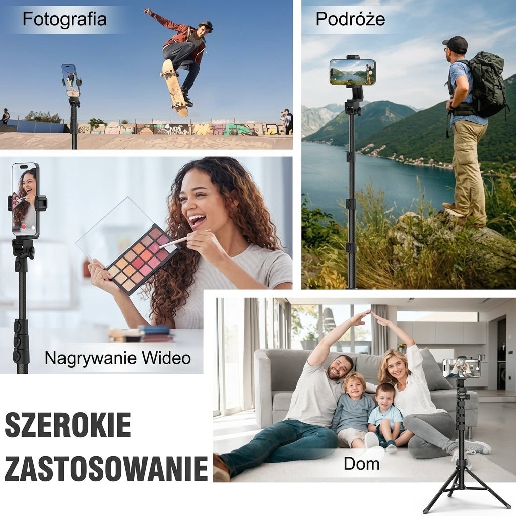 Statyw do telefonu z regulacją wysokości 43-163 cm – Pilot Bluetooth do nagrywania i zdjęć 9