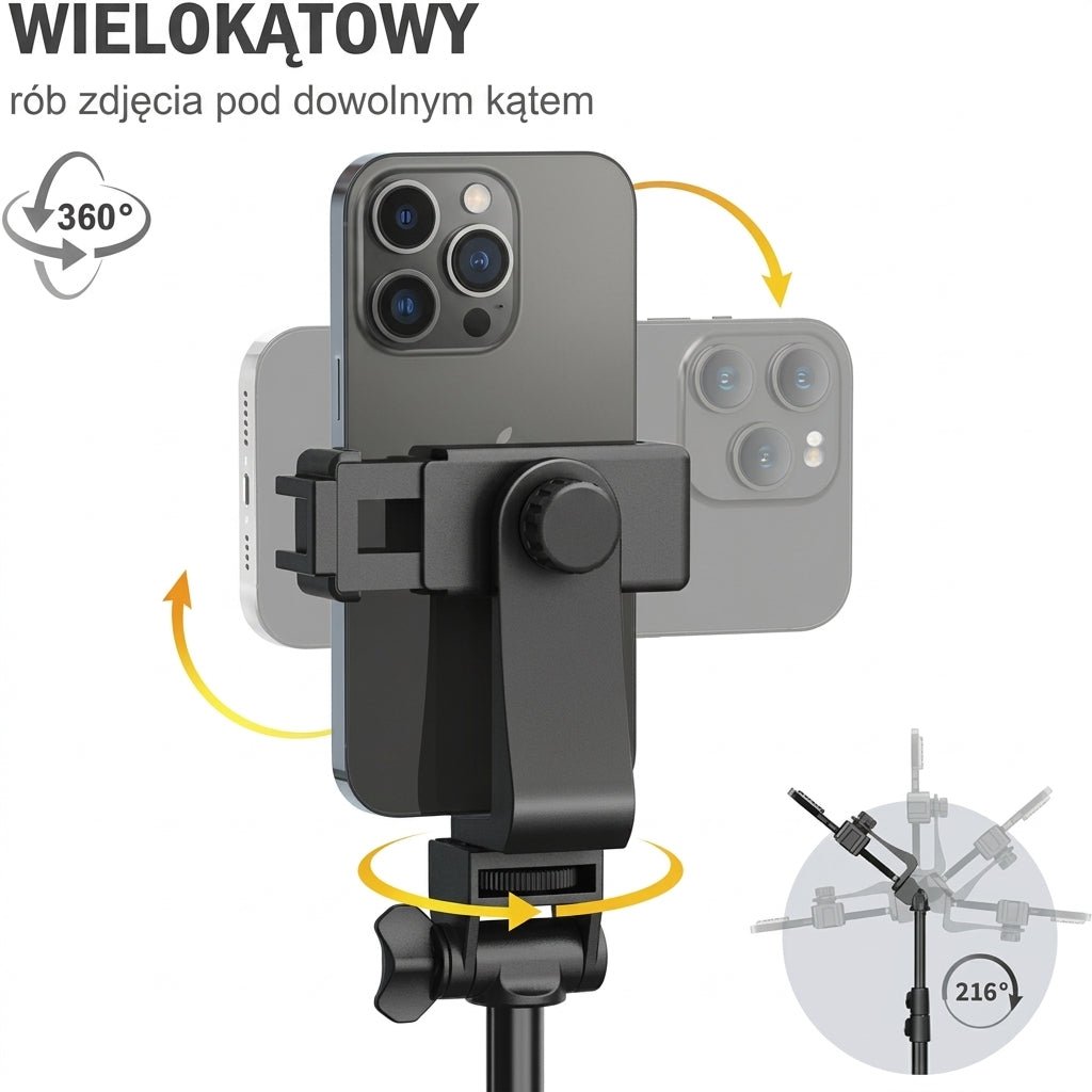 Statyw do telefonu z regulacją wysokości 43-163 cm – Pilot Bluetooth do nagrywania i zdjęć 6