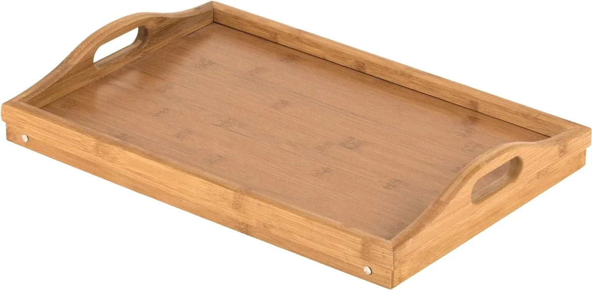 Stolik do łóżka z bambusa 45x30 cm – Składane nogi, idealny do pracy i posiłków 1