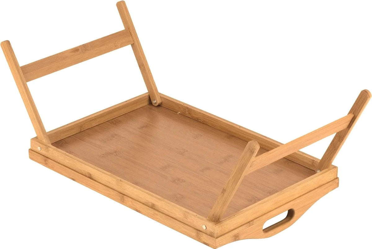 Stolik do łóżka z bambusa 45x30 cm – Składane nogi, idealny do pracy i posiłków 2