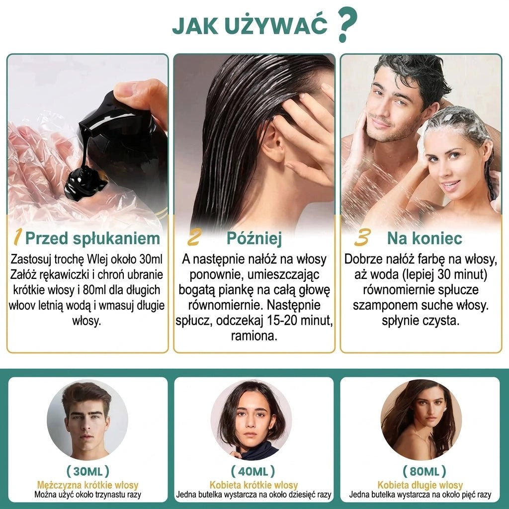Szampon do Włosów Farbujący na Czarno – Naturalna Koloryzacja z Ekstraktami Roślinnymi 10