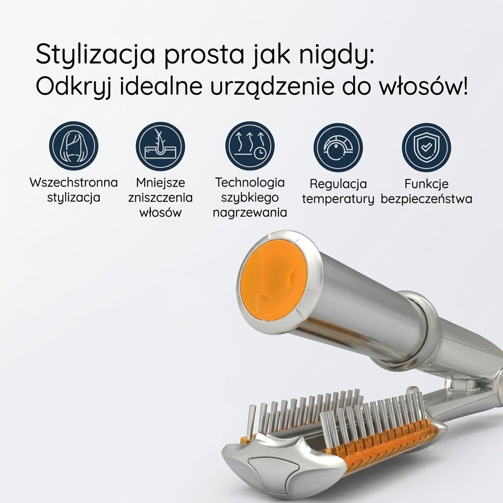 Szczotka Do Włosów 2 w 1 Z Regulacją Temperatury – Obrotowa, Do Stylizacji Na Mokro i Na Sucho 2
