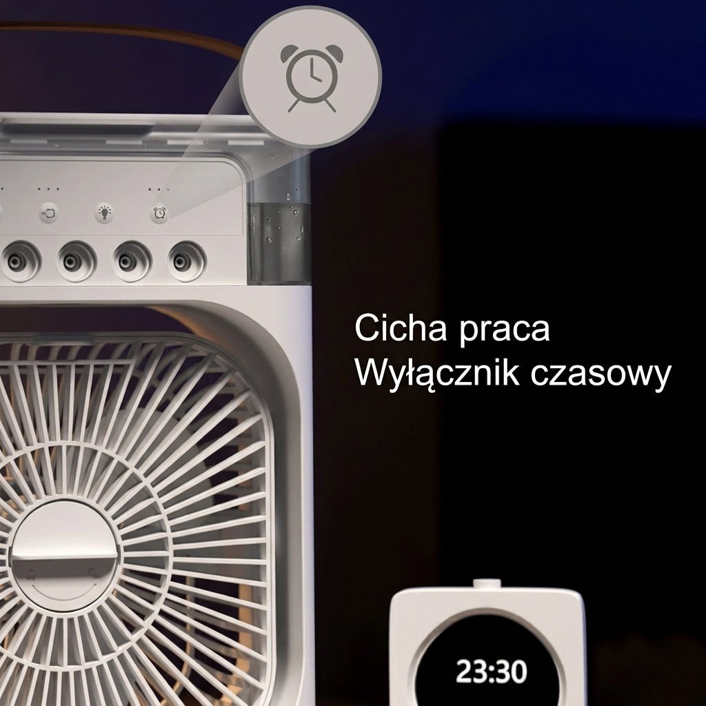 Wentylator, Klimatyzator i Nawilżacz 3 w 1 – Przenośny z Oświetleniem LED do Użytku w Domu i Biurze 4