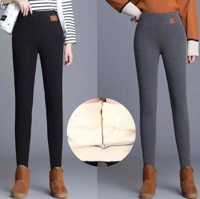 Zimowe legginsy damskie polarowe z wysokim stanem na niskie temperatury 2