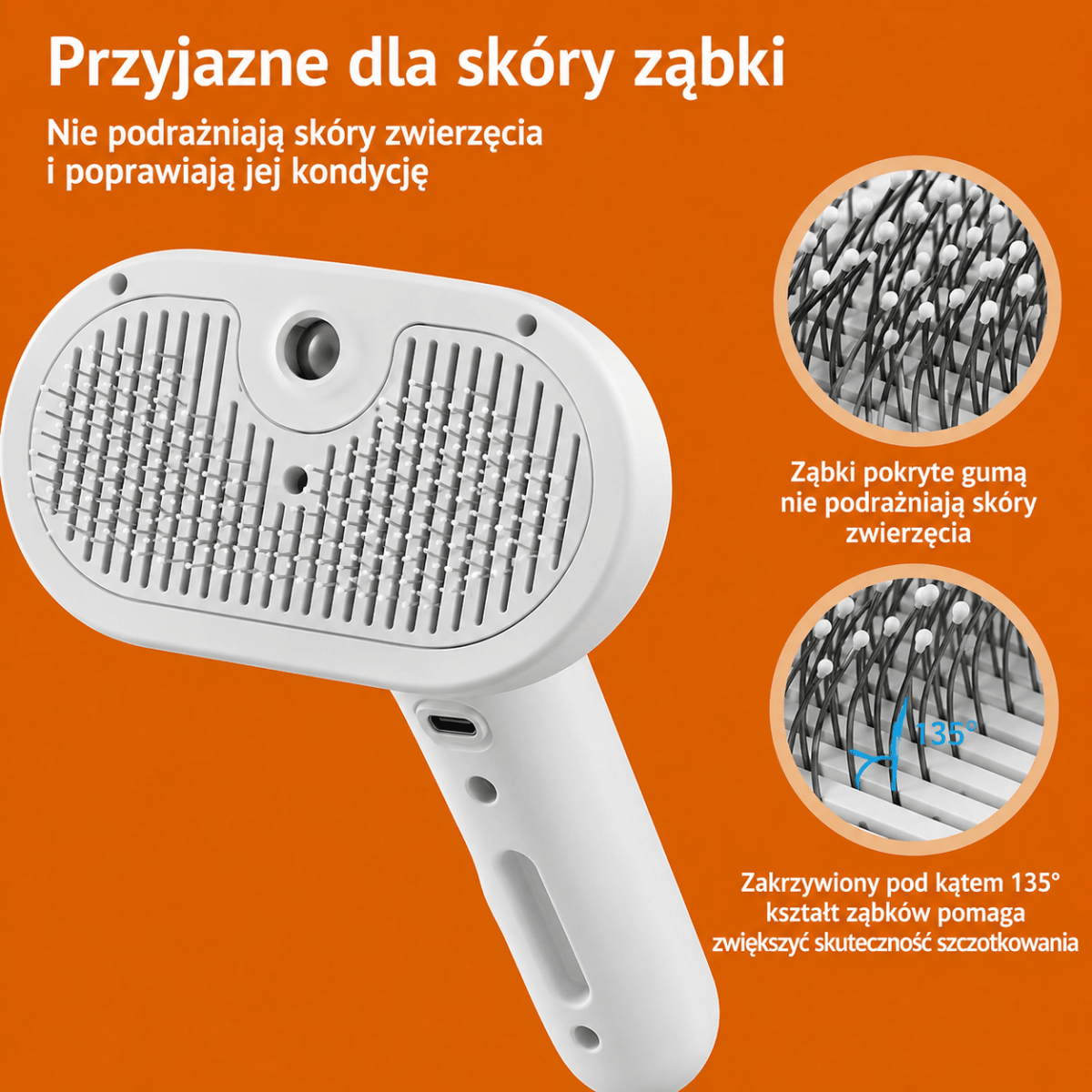 Szczotka Parowa dla Kota i Psa z Funkcją Rozpylania – Lekka, Samoczyszcząca 2