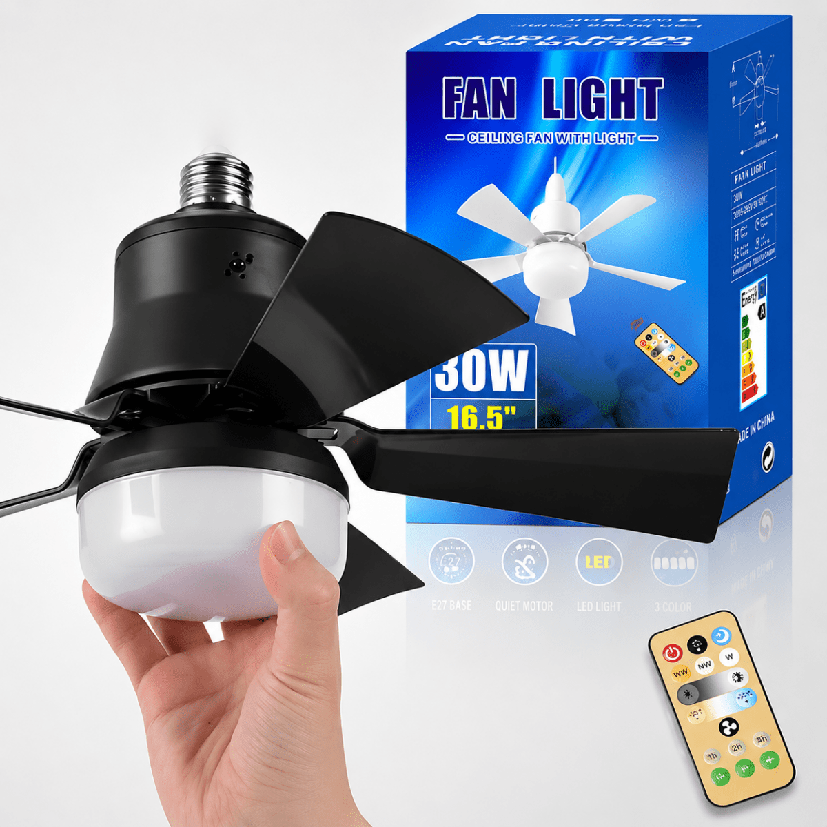 Wentylator Sufitowy z Lampą LED i Pilotem – Cicha Praca, Regulacja Jasności 1