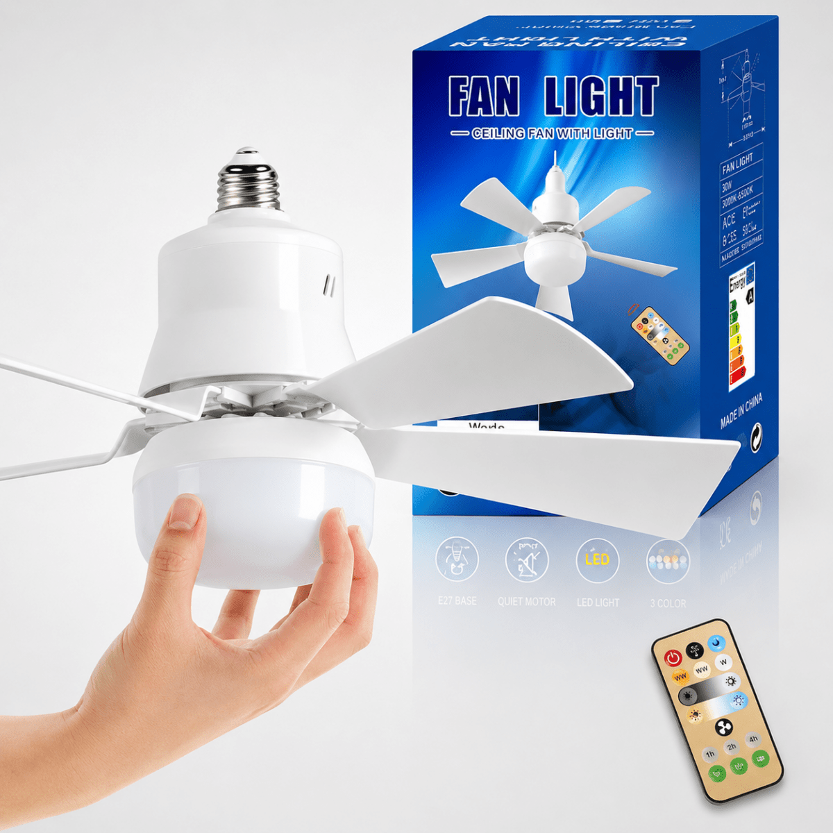Wentylator Sufitowy z Lampą LED i Pilotem – Cicha Praca, Regulacja Jasności  9